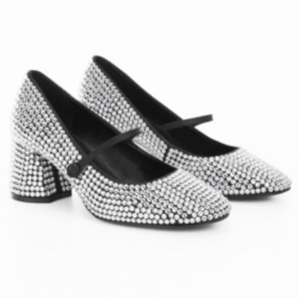 Mango Rhinestone Mary Jane Heels